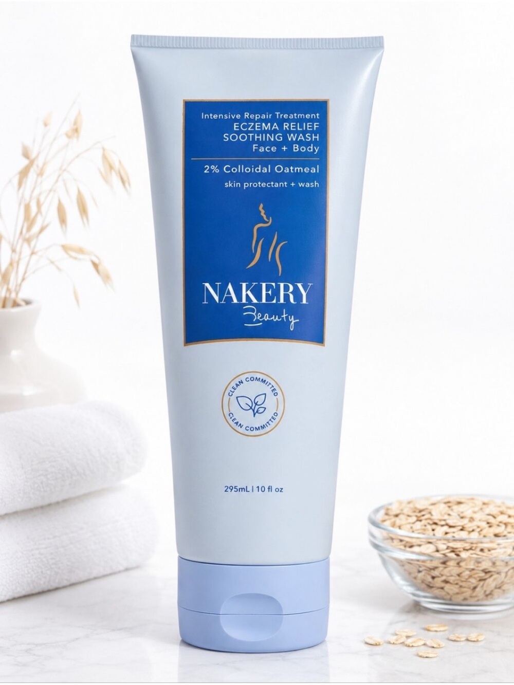 Nakery Beauty Eczema Relief Soothing Face & Body Wash, 10 fl oz